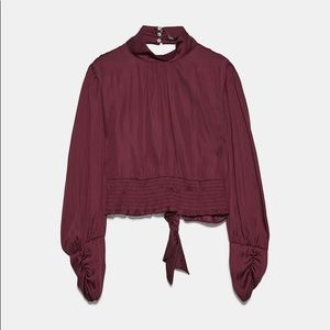 NWT burgundy blouse with open back